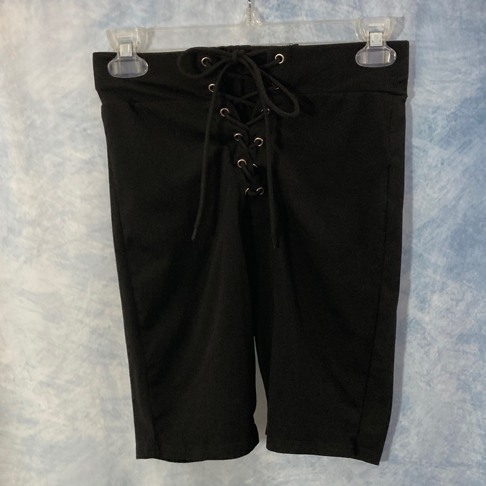 🌺2for$20🌺 ROMWE Women’s Black Ultra High Waist Lace-Up Soft Shorts Elastic Waist